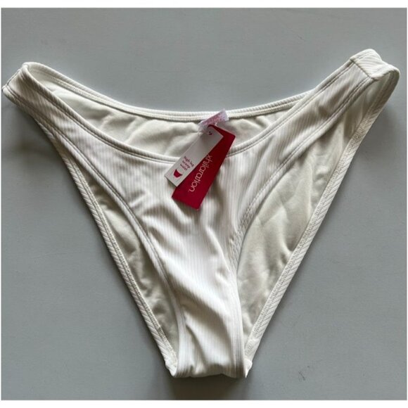 Xhilaration Juniors' Ribbed Cheeky High Leg Bikini Bottom White XL - Picture 1 of 6